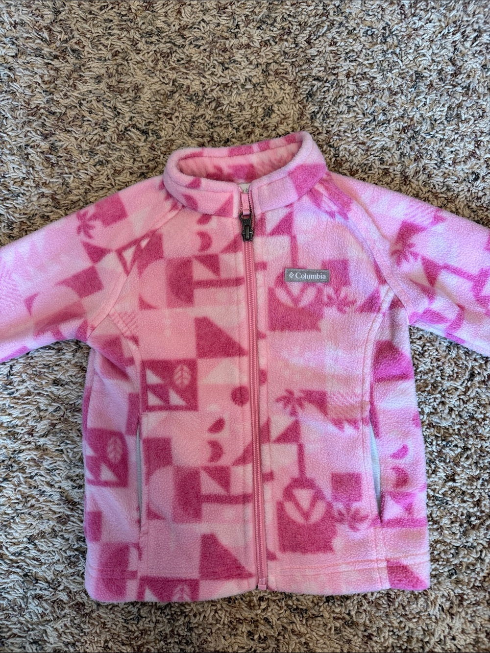 Columbia Kids Pink Geometric Fleece Zip Jacket